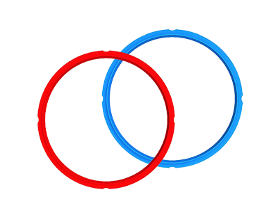 Image of a set of 2 sealing rings in red and blue.